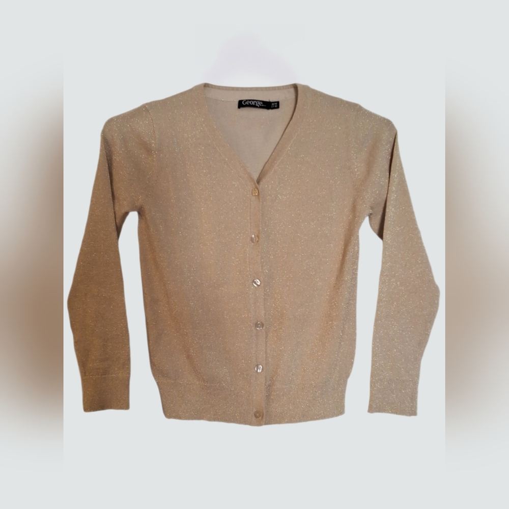 George Beige Shimmer Cardigan Size M 7/8